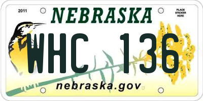 NE license plate WHC136