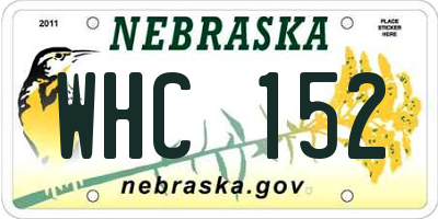 NE license plate WHC152