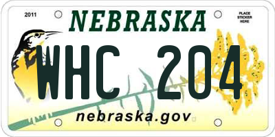 NE license plate WHC204