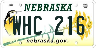 NE license plate WHC216