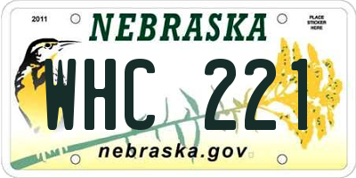 NE license plate WHC221