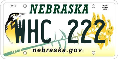 NE license plate WHC222