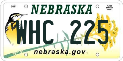 NE license plate WHC225