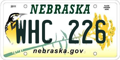 NE license plate WHC226