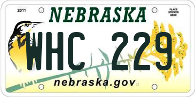 NE license plate WHC229