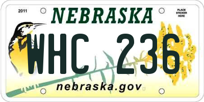 NE license plate WHC236