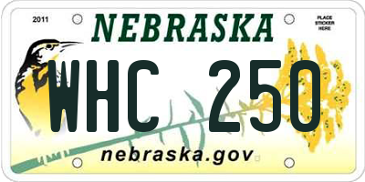 NE license plate WHC250
