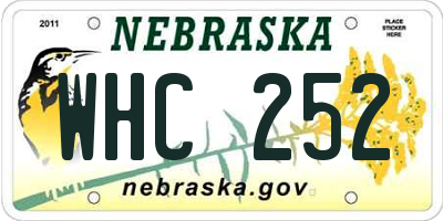 NE license plate WHC252