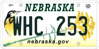 NE license plate WHC253