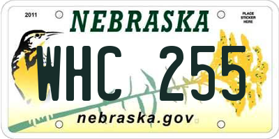 NE license plate WHC255