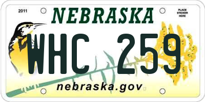 NE license plate WHC259
