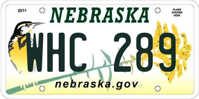NE license plate WHC289