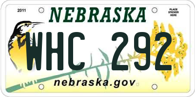 NE license plate WHC292