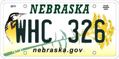 NE license plate WHC326