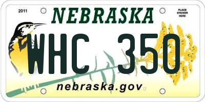 NE license plate WHC350