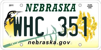 NE license plate WHC351