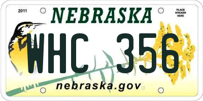 NE license plate WHC356