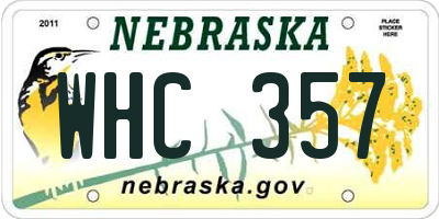 NE license plate WHC357