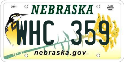NE license plate WHC359