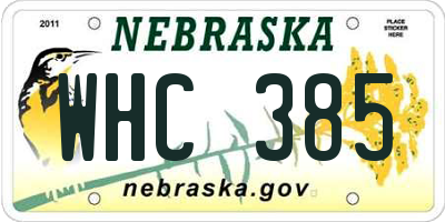 NE license plate WHC385