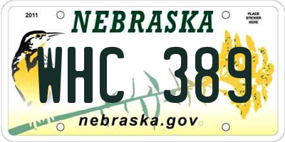 NE license plate WHC389