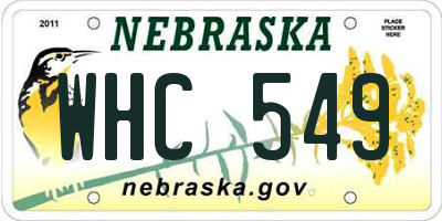 NE license plate WHC549