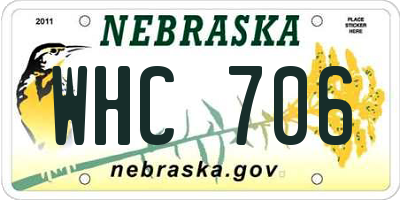 NE license plate WHC706