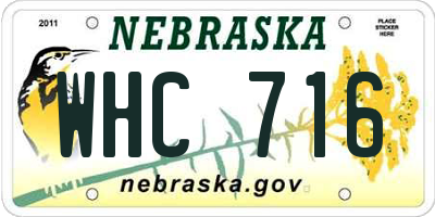 NE license plate WHC716