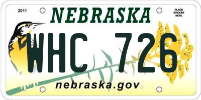 NE license plate WHC726