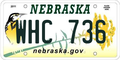 NE license plate WHC736
