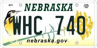 NE license plate WHC740