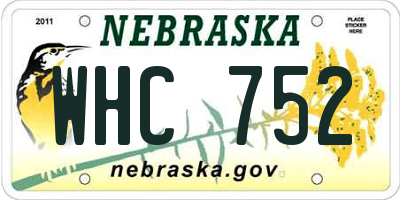 NE license plate WHC752