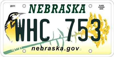 NE license plate WHC753