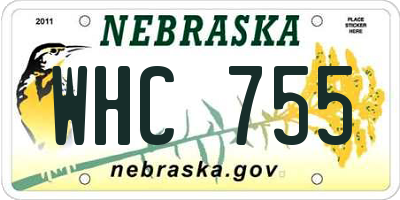 NE license plate WHC755