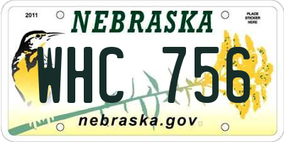 NE license plate WHC756