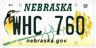 NE license plate WHC760