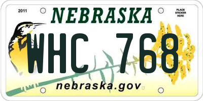 NE license plate WHC768