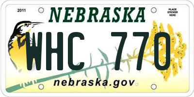 NE license plate WHC770
