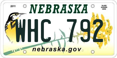 NE license plate WHC792