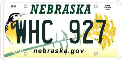 NE license plate WHC927