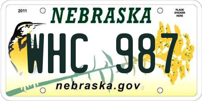 NE license plate WHC987