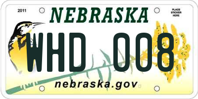 NE license plate WHD008