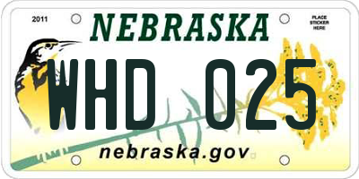 NE license plate WHD025
