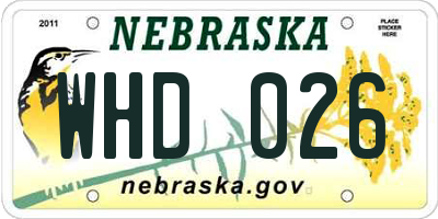 NE license plate WHD026
