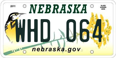 NE license plate WHD064