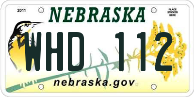 NE license plate WHD112
