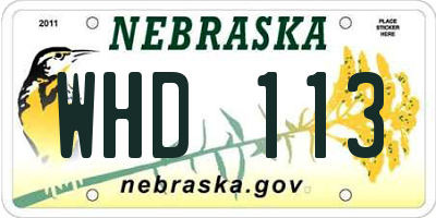 NE license plate WHD113