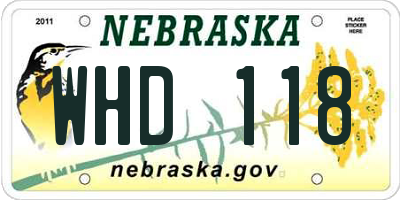 NE license plate WHD118