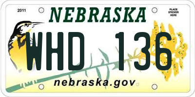 NE license plate WHD136