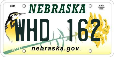 NE license plate WHD162